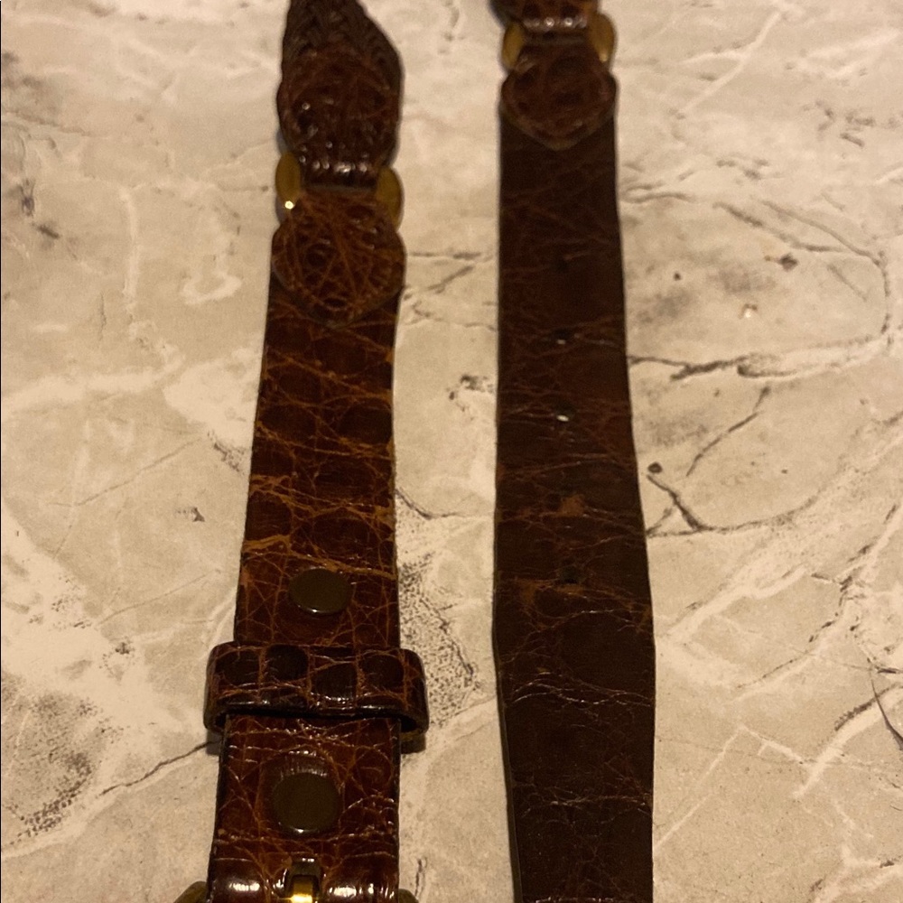 Vintage Genuine Alligator On Cowhide Belt 36 Classic - Picture 9 of 10